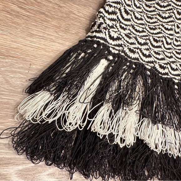 White House Black Market Black White Knit Tassel Fringe Strapless Corset Bustier - Picture 14 of 16